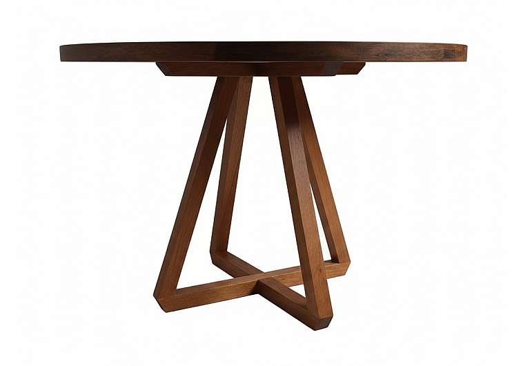 TT yuvarlak masa ceviz renk-ahşap ayak-mutfak masası-100cm x 100cm