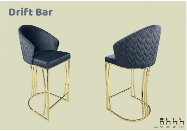 drift bar sandalye ahşap papel metal ayaklı gold kaplama
