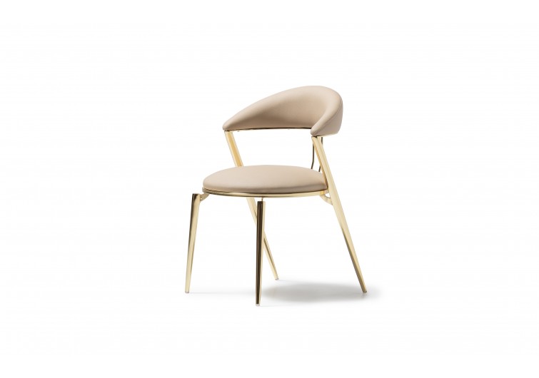Linex kollu gold metal lüks deri sandalye