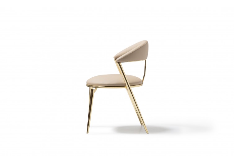 Linex kollu gold metal lüks deri sandalye