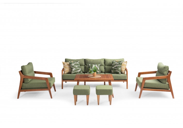 Gavari Ahşap Balkon Takımı 3-1-1-sehpa-2 puf