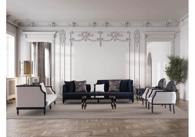 Rolls siyah avangart ahşap koltuk takımı 3-3-1-1