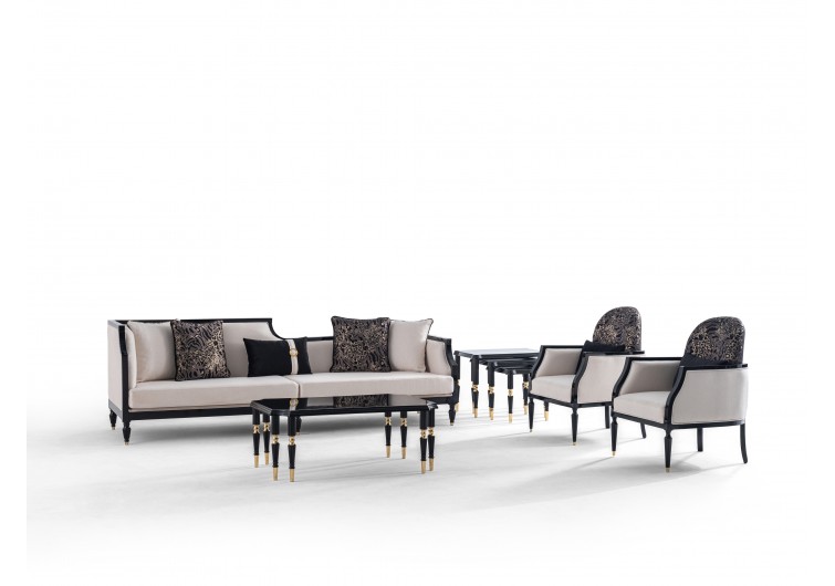 Rolls siyah avangart ahşap koltuk takımı 3-3-1-1