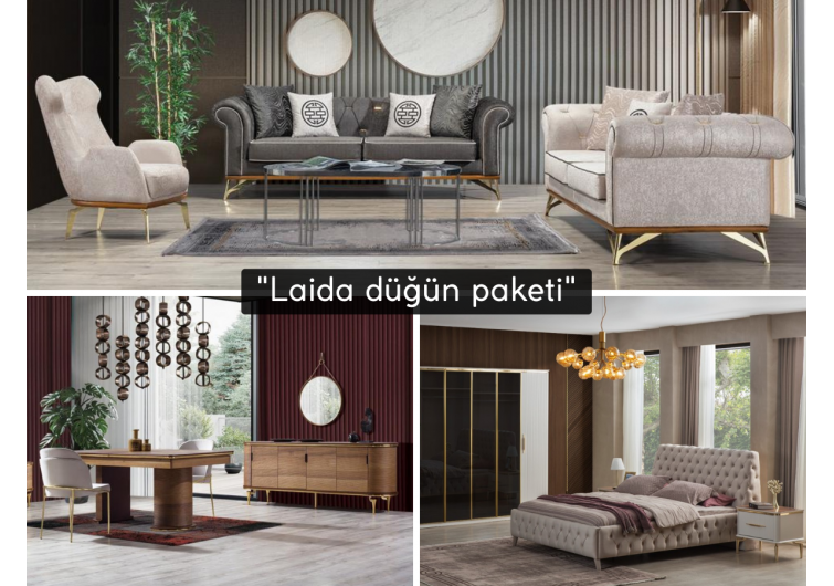 Laida düğün paketi(HEDİYELİ orta sehpa ve kurulum)