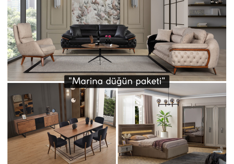 Marina Düğün Paketi (HEDİYELİ orta sehpa ve kurulum)