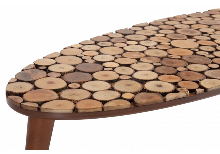 Wood ahşap elips orta sehpa
