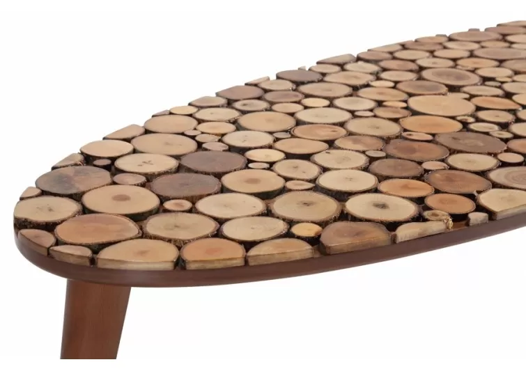 Wood ahşap elips orta sehpa