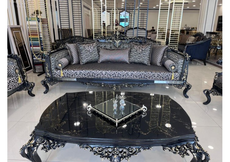 Han siyah klasik koltuk takımı 3-3-1-1