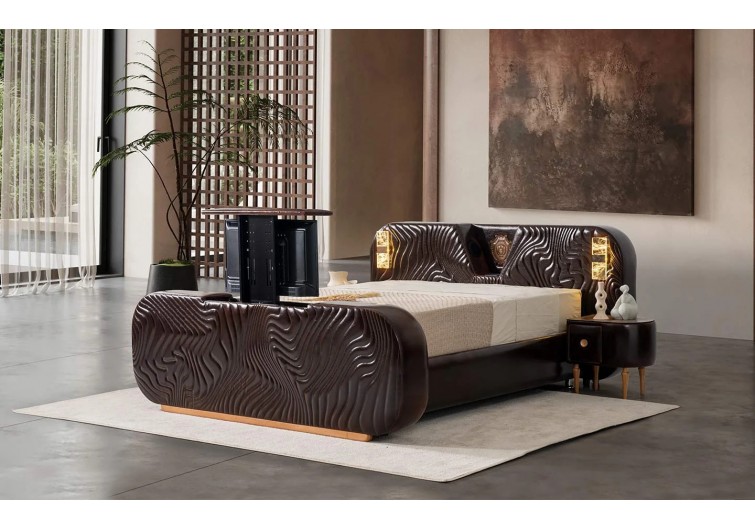 Lotus akıllı karyola -2 komidin -Kumandalı Tv stand,şarj,aydınlatma,usb müzik