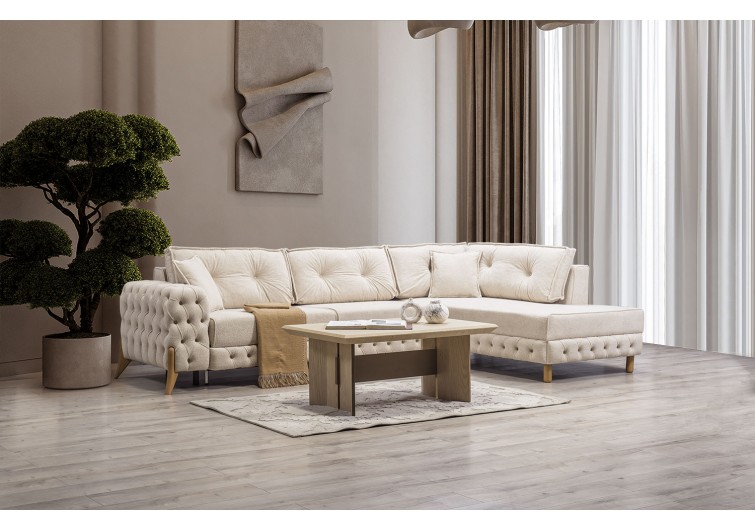 Bade bazalı büyük yataklı kapitoneli köşe koltuk