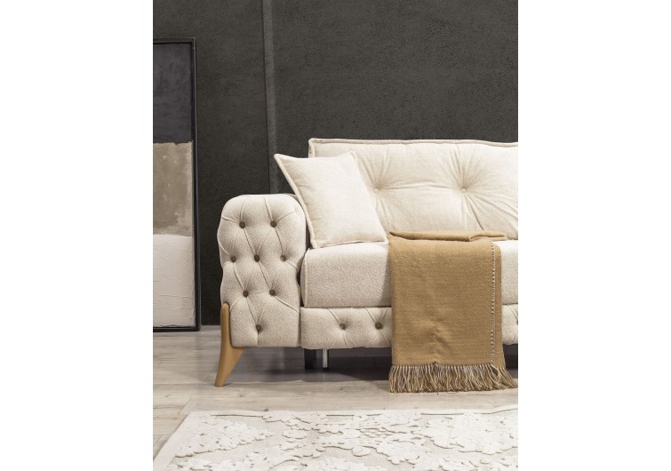 Bade bazalı büyük yataklı kapitoneli köşe koltuk