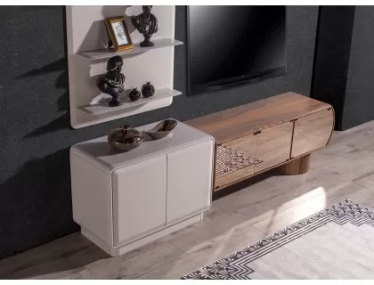 Daimond tv ünitesi ceviz beyaz mdf boya