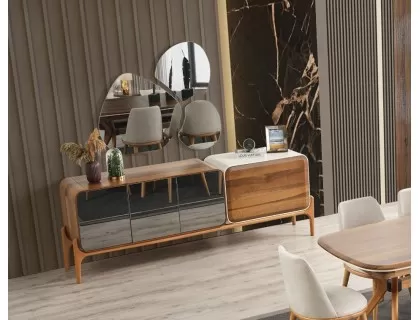 Nirvana konsol ahşap ceviz ekru renk