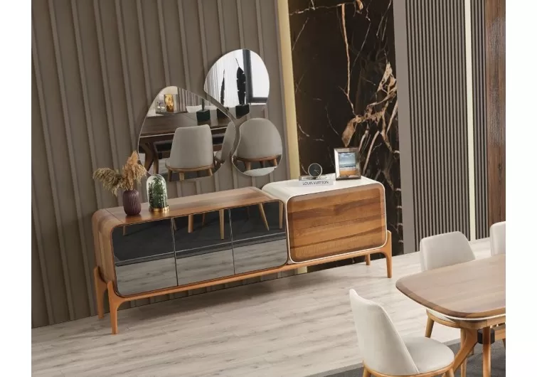 Nirvana konsol ahşap ceviz ekru renk