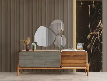 Nirvana konsol ahşap ceviz ekru renk