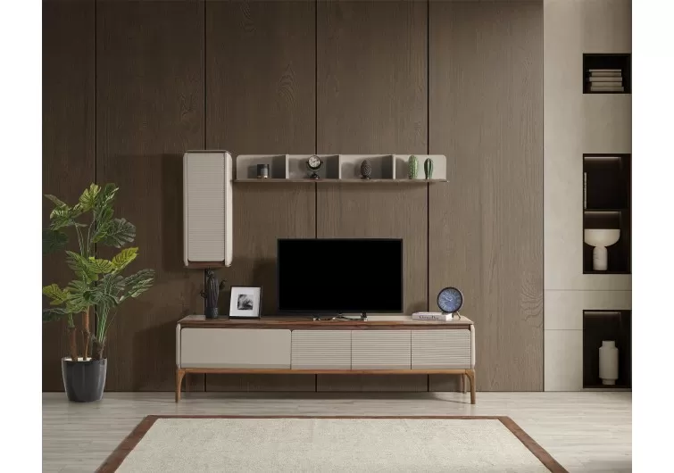 Siesta tv ünitesi ahşap ceviz ve ekru renk