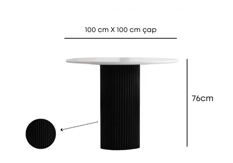 Karma Masa sandalye takımı siyah 100cm çap