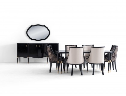 Rolls siyah avangart yemek odası konsol masa sandalye takımı