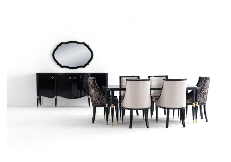 Rolls siyah avangart yemek odası konsol masa sandalye takımı
