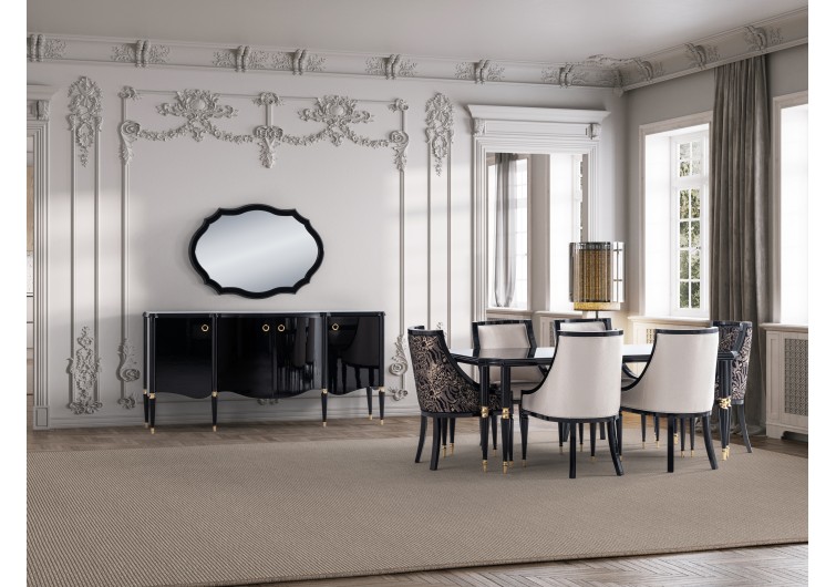 Rolls siyah avangart yemek odası konsol masa sandalye takımı